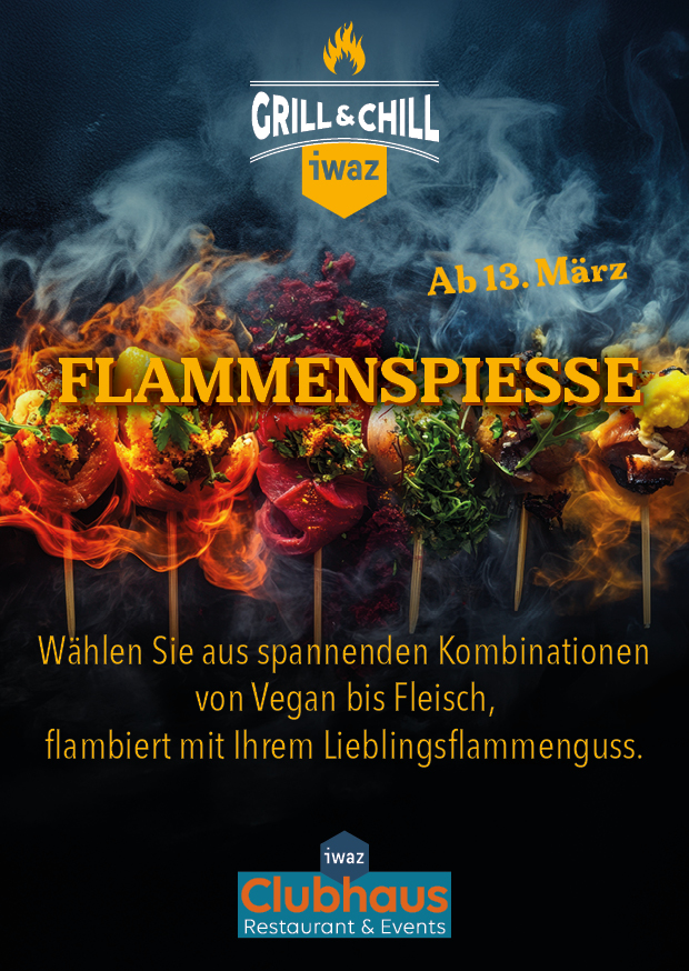 Flammenspiesse im iwaz Clubhaus